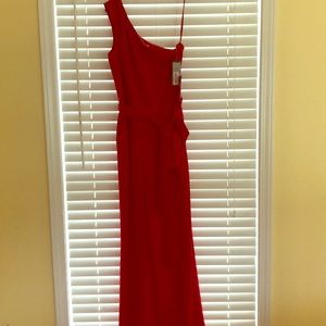 Tahari One-Shoulder Jumpsuit, NWT, Red, Size 8